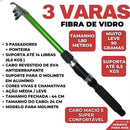 Super Kit 3 Varas + 3 Molinetes com Caixa Completa de Brinde
